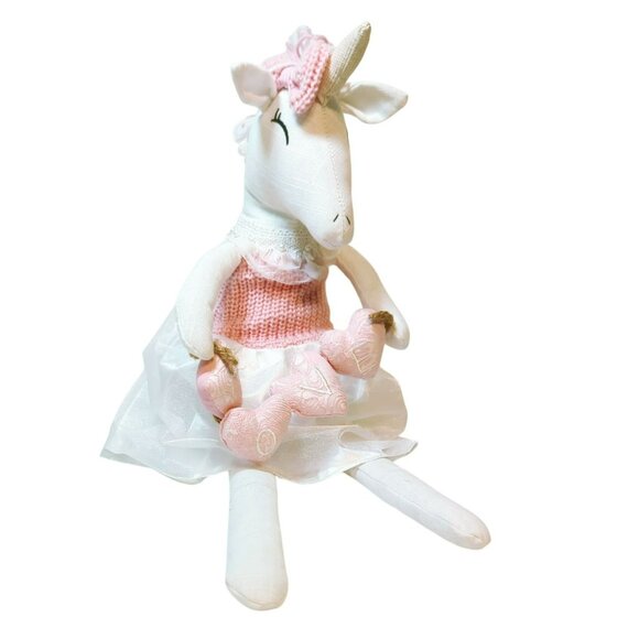 Stuffed Ballerina Unicorn Weighted Plush With Love Banner 24" Shelf Sitter - Picture 1 of 6